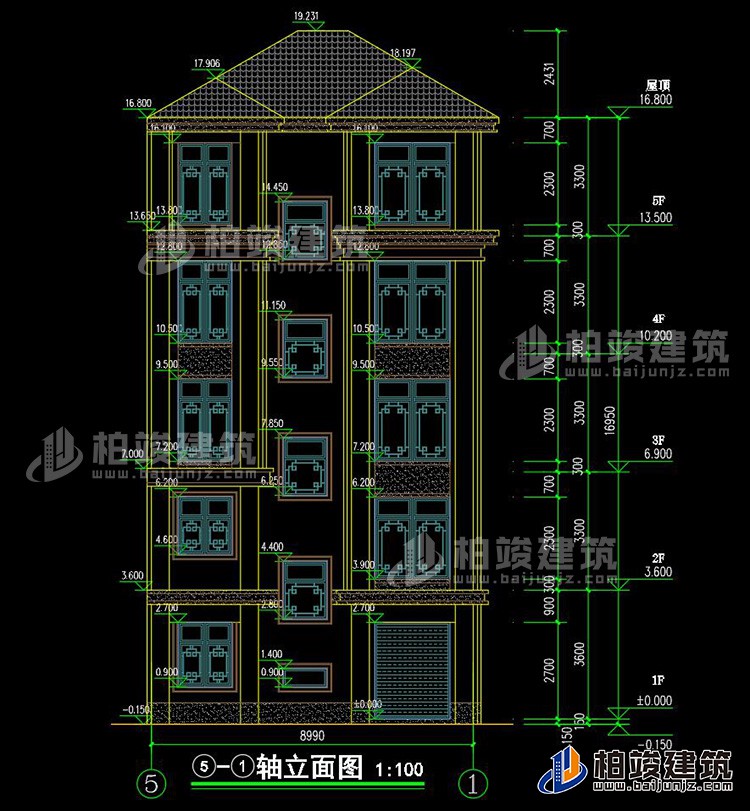 背立面图